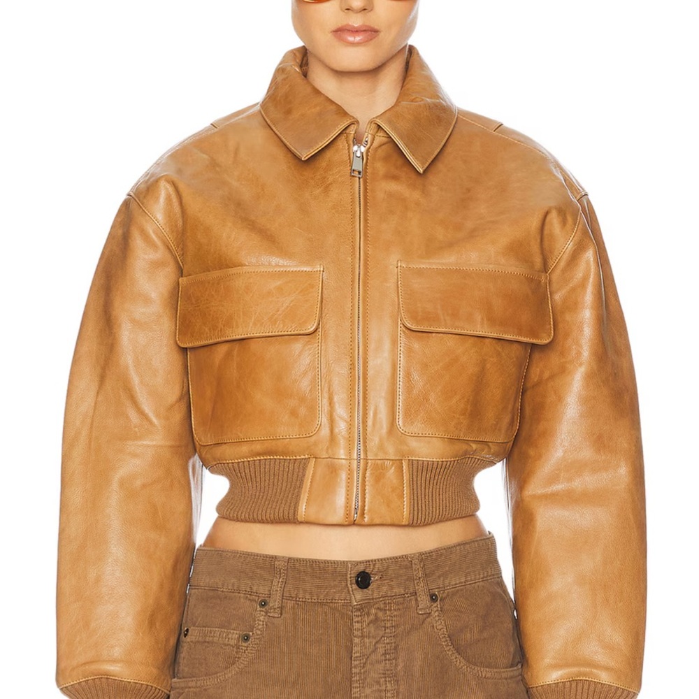 The Leather Bomber Jacket Cropped Helsa